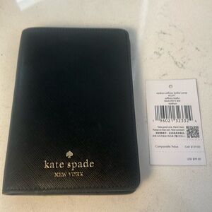 Kate Spade NWT black leather passport card holder